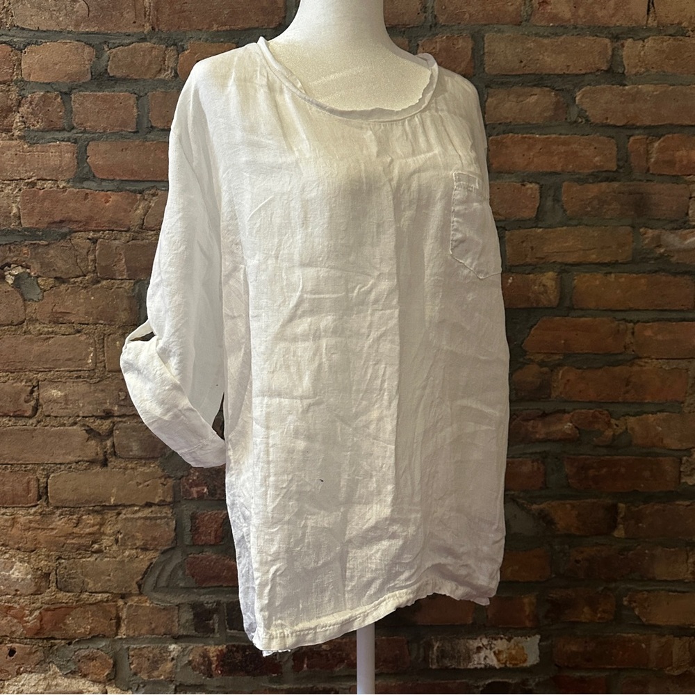 100% White Linen Tunic Dress Size Small/Medium